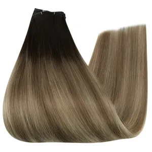 Extensions de trame de cheveux vierges bruts #3/8/22 Extension invisible de cheveux droits à double tirage couleur Piano 100% faisceaux de cheveux humains