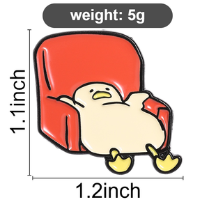 Épinglette en émail Canard Blanc Kawaii sur Fauteuil Orange, Badge Canard Amusant et Pétillant, Bijou Cadeau pour Amis - Product Image 6