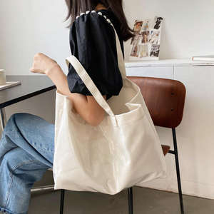 Bolso de hombro de lona de gran capacidad, sencillo y casual, nuevo bolso de compras multifuncional de color sólido a la moda para mujer - Product Image 2