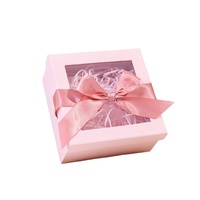 Boîte-cadeau carrée avec logo personnalisé pour la Saint-Valentin, nœud créatif, emballage transparent simple de bougie de parfum avec couvercle supérieur et inférieur