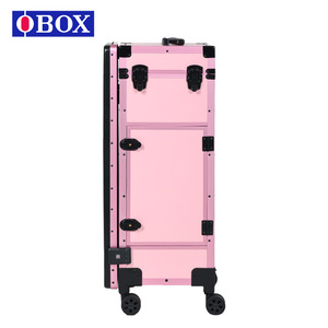 Estuche de maquillaje Obox Pink 2024 con ruedas giratorias universales, caja de almacenamiento expandible para herramientas de belleza, arte de uñas y uso doméstico. - Product Image 1