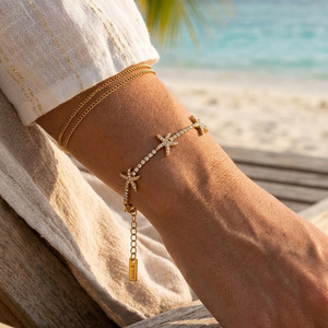 Bracelet étoile de mer avec zircon blanc, ton or, 16,55 cm, bijoux de fête pour femmes - Product Image 4