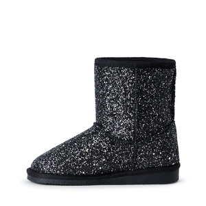 Black Glitter Mid Calf Winter Snow <b>Boots</b> Plush Warm Lining Anti Slip Outsole Fashion Daily Outdoor Winter Footwear - Product Image 3