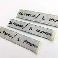 Étiquettes tissées personnalisées à logo, support usine, étiquettes en tissu bon marché, étiquettes tissées en damassé haute densité pour vêtements