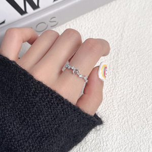 Anelli Regolabili per Donne con CZ Colorati <span class=keywords><strong>Luna</strong></span> e Stella, Placcati in Oro Bianco 18K, Anello Celestiale Arcobaleno - Product Image 6