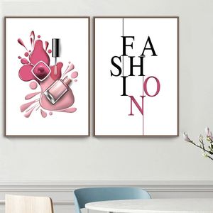 Лак для ногтей, настенная Картина на холсте, плакаты и принты, Современная Модульная картина, модное искусство, Настенный декор для салона, декор комнаты - Product Image 1