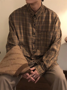 <span class=keywords><strong>Camicia</strong></span> a maniche lunghe a quadri in <span class=keywords><strong>stile</strong></span> <span class=keywords><strong>giapponese</strong></span> retrò primaverile e autunnale, <span class=keywords><strong>camicia</strong></span> casual ampia da uomo - Product Image 6