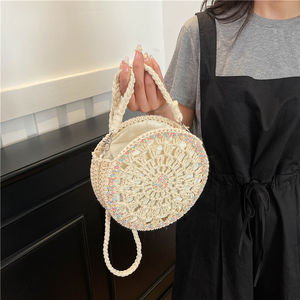 Offre Spéciale femmes été plage maille ronde bandoulière petite paille tissé plage Style évidé sac à main - Product Image 2