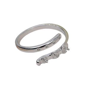 Accessoires DIY faits à la main, bague ouverte en argent S925, ensemble vide à 3 perles pour femme, tailles 4-5-6, modèle Wenchi 17035 Chine - Product Image 5