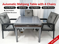 Table de mahjong automatique moderne et durable avec 4 chaises, ensemble de table de jeu électrique en plastique et métal pour la famille et les amis