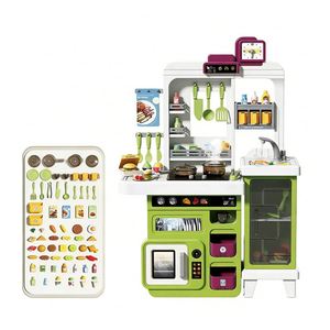 Centro de Cocina de Juguete de Plástico para Niños, Mesa de Chef de Simulación, Refrigerador, Grifo, Armario, Utensilios, Juego Educativo para el Crecimiento y la Interacción Padre-Hijo - Product Image 1