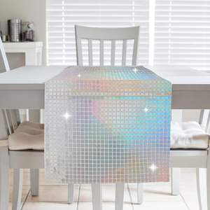 <span class=keywords><strong>Chemin</strong></span> <span class=keywords><strong>de</strong></span> <span class=keywords><strong>table</strong></span> à paillettes à carreaux pour décoration d'anniversaire <span class=keywords><strong>de</strong></span> mariage en or argenté - Product Image 2