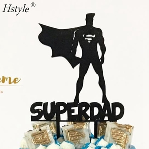 Super Dad Black Acrylic Mirror Cake Topper para <span class=keywords><strong>Feliz</strong></span> cumpleaños Dad Happy Father's Day DIY Postre Party Decoraciones PQA335 - Product Image 3