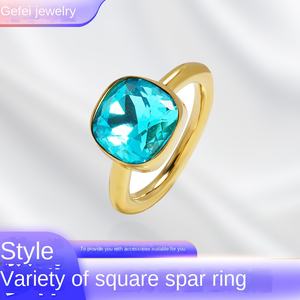 แหวนคริสตัลทรงสี่เหลี่ยมจัตุรัสแบบใหม่ ดีไซน์ทันสมัย โดดเด่น ระยิบระยับ หลายเหลี่ยม ผลิตจากทังสเตนและสแตนเลส เหมาะสำหรับทั้งชายและหญิง - Product Image 2