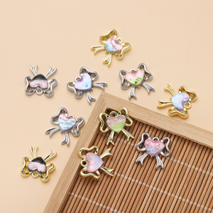 Pendentif en résine Cœur dégradé avec nœud, accessoires de bijoux DIY pour bracelet, collier, chaîne de téléphone, 1 pièce, sac OPP, origine Yiwu - Product Image 4