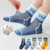 Chaussettes de sport mi-mollet pour enfants, fines et respirantes en maille, anti-odeur, en polyester, pour garçons, vente en gros