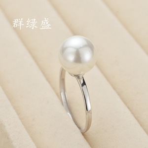 Qunlvsheng Pearl <b>Ring</b> Setting S925 Sterling <b>Silver</b> <b>Adjustable</b> Open Back Bezel For DIY Inlay Unisex Jewelry - Product Image 4