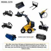 S370 EPA Euro5 Mini Skid Steer Loader 0.07m3 Bucket 1373mm Dump Height Small Wheel Loader untuk Pembeli Pasar AS dan UE