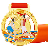 Médaille de tournoi sportif en alliage de zinc durable pour le basketball, en stock, avec texte et logo personnalisés