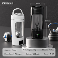 Bouteille shaker électrique rechargeable USB 23652D avec affichage numérique, tasse mélangeuse de protéines avec moniteur de température et de puissance pour la salle de sport et le sport
