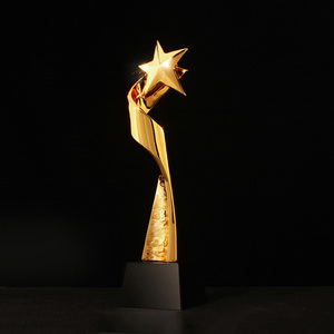 Piala Bintang Resin Emas Murah <span class=keywords><strong>2026</strong></span> dengan Alas Kaca Kristal Hitam, Penghargaan Piala Kemenangan - Product Image 3