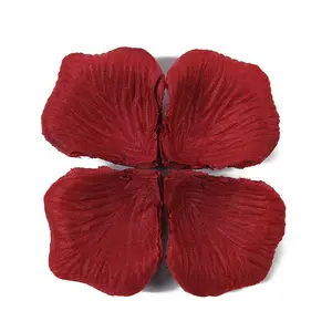 E-Wholesale Wedding Red Fake Satin Fabric Rose Flower Petal Decorative Artificial Silk Rose Flower Petals for Wedding