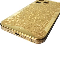 Boîtier de téléphone plaqué or avec logo gravé personnalisable pour iPhone, avec zircon, accepte les commandes en gros, prix bas, personnalisation