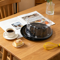 Boîte à gâteau ronde personnalisée avec logo, en plastique, avec couvercle et base, luxe, deux pièces, emballage transparent en dôme pour pâtisserie