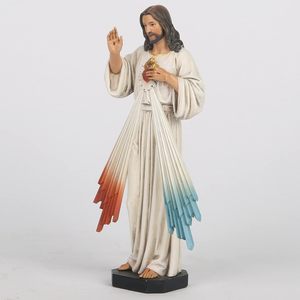 Statue du Cœur Sacré de Jésus <span class=keywords><strong>Christ</strong></span> en Résine Catholique Peinte à la Main, Cadeau Religieux pour Mère et Père - Product Image 3