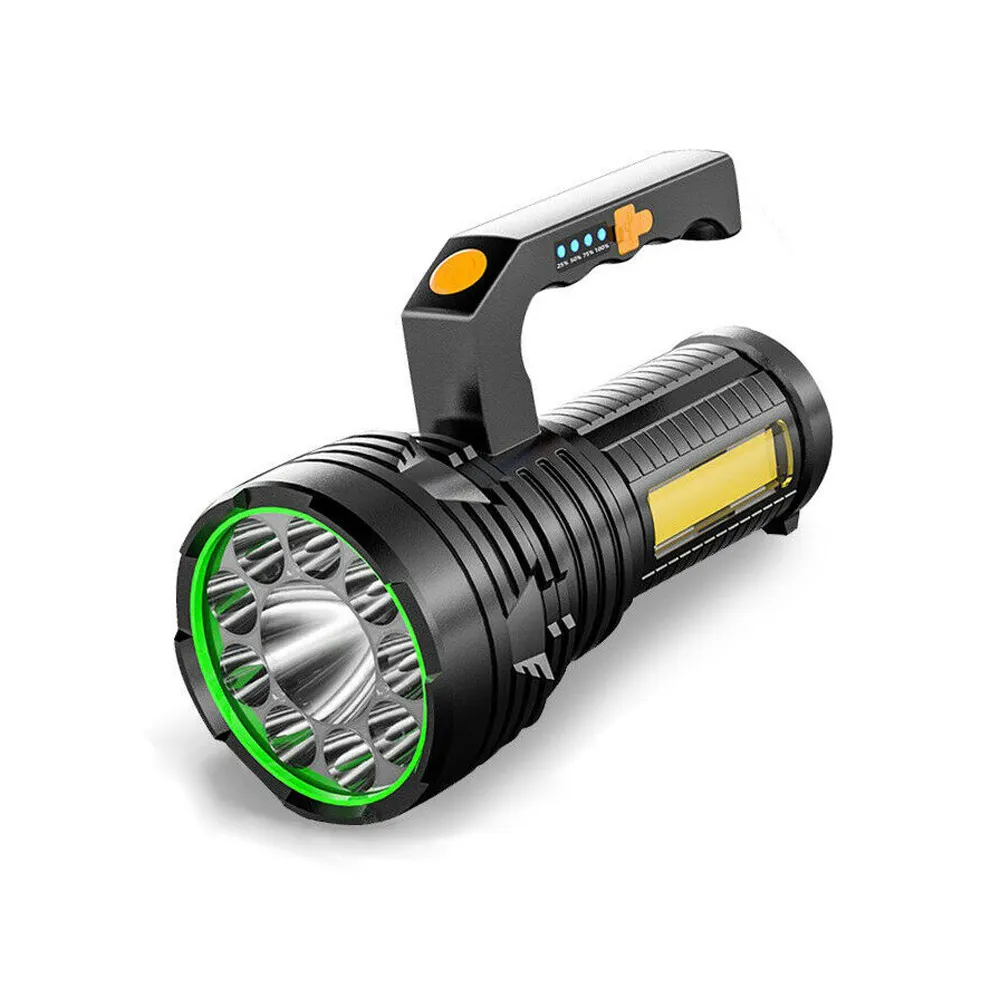 RTSUSB充電式LEDサーチライトスポットライトハンドトーチワークライトランプ懐中電灯強力なデュアル光源懐中電灯