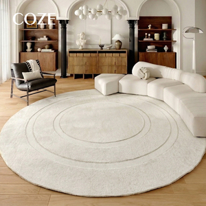 <span class=keywords><strong>Tapis</strong></span> rond en peluche fait main Coze, moderne, minimaliste, de couleur crème, haut de gamme, pour chambre à coucher, <span class=keywords><strong>tapis</strong></span> moelleux en soie de lait pour salon - Product Image 6