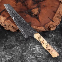 Couteau Gyuto Japonais de 5 Pouces, Tranchant comme un Rasoir, en Acier Damas à Manche Intégral, Couteau Utilitaire, Éplucheur de Fruits, Manche en Bois Tressé, Couteau de Cuisine Domestique