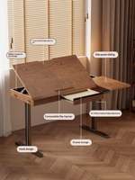 Escritorio de Madera Sólida con Altura Ajustable Eléctricamente y Inclinación Ajustable para Dibujo, Computadora, Caligrafía, Diseño y Trabajo en Casa, Modelo SZ054