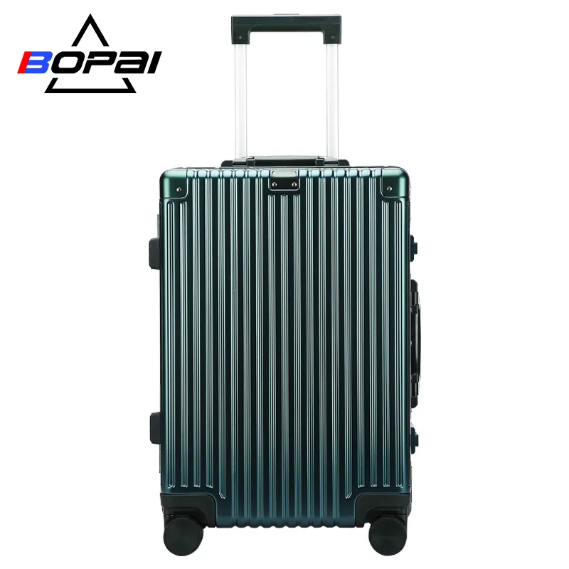 BOPAI custom logo 24 inches large travel luggage durable made stainless steel rod aluminum luxury suitcase for 20 inch