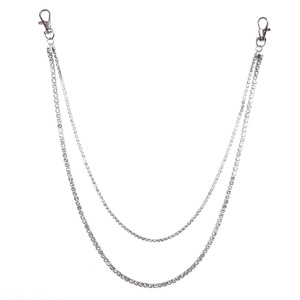 Cadena de pantalón con diamantes de imitación, doble capa, cristal, estilo hip hop, cadena corporal de moda, para fiesta, aleación de zinc, blanco K - Product Image 5