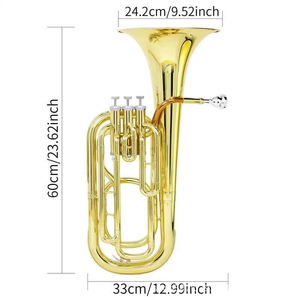 Trompa <span class=keywords><strong>Tenor</strong></span> Barítono de Latón Amarillo de Buena Calidad para Principiantes, en Sib, con 3 Pistones y Estuche - Product Image 3