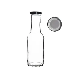 नई न्यूजीलैंड बाजार 10oz 300ml दौर सॉस कांच की बोतल चकमक पत्थर कांच 38mm मोड़ के साथ मसाला बोतल गर्दन