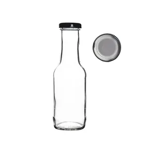 Botella redonda de vidrio para salsa, bote de condimentos de vidrio de pedernal con cuello giratorio de 38mm, 10oz, 300ml, mercado de Nueva Zelanda