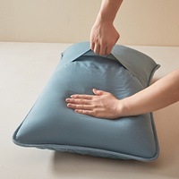 Housse de coussin matelassée en coton antibactérien bleu poussière moderne, teinte en fil lavé, 48x74cm, pour hôtels, resorts et zones côtières
