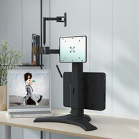 Support d'ordinateur de bureau LCD réglable ergonomique de 24 pouces avec support de bras de moniteur VESA à 90 degrés avec mini PC