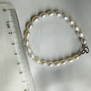 S925 Silver Buckle 5-6MM High Quality Rice Water Drop Shaped Freshwater Pearls for Little <b>Girls</b> Elegant Circle <b>Bracelets</b> Bangles - Product Image 4
