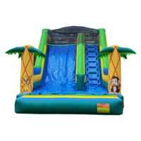 Toboggan gonflable tropical en forme de palmier, toboggan gonflable à thème animalier sauvage pour événements en plein air