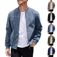 Nouvelle veste bomber style punk automne pour homme, style européen et américain, coupe slim, en daim, zippée, col montant, grande taille, décontractée