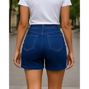 Shorts in denim da donna Adrenaline a vita alta, vestibilità slim, gamba dritta, casual, traspiranti, elasticizzati, blu. - Product Image 5