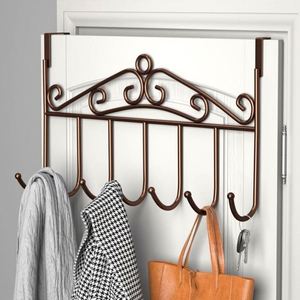 7 Hooks Iron Hook Over Door Metal Hanger <b>Bracket</b> Towel Hat Coat Hooks <b>Hanging</b> Storage Rack Overdoor Organizer Accessories - Product Image 6