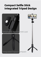 Trépied perche à selfie avec télécommande détachable et miroir de rétroviseur, support de téléphone portable extensible et portable pour iPhone Android, idéal pour les voyages et les selfies