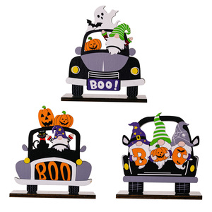 Halloween Decorations <strong>Wooden</strong> Ghost Festival <strong>Pumpkin</strong> Ornaments Halloween Desktop Decor - Product Image 5