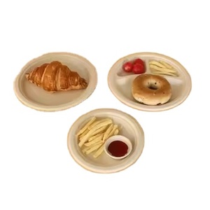 Assiettes jetables naturelles en bagasse de canne à sucre, design personnalisé, brunes non blanchies, 7 pouces, biodégradables - Product Image 1
