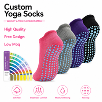 Chaussettes de yoga à cheville personnalisées en coton tricoté, couleurs variées, antidérapantes, respirantes, pour femmes, idéales pour le Pilates et les exercices d'été