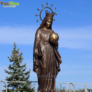 YOUFINE taille personnalisée extérieur grandeur nature catholique religieux Bronze doré Vierge Marie Statue Sculpture - Product Image 5